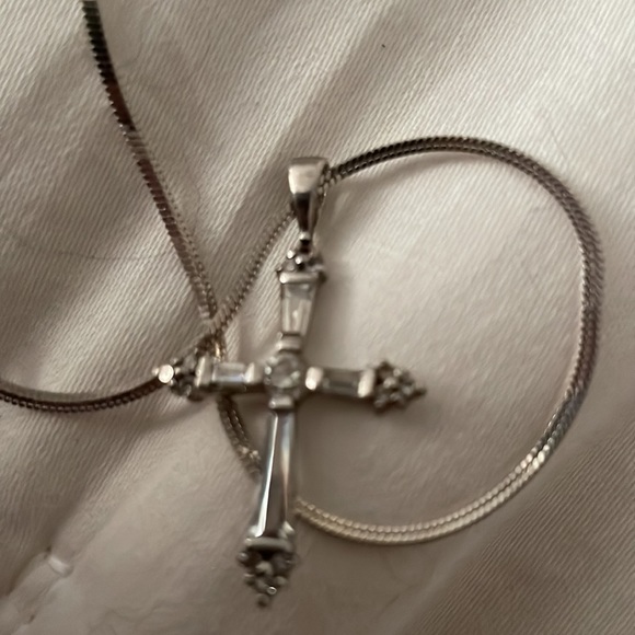 Gorgeous Silver Chain w Sterling CrossCZ Bagets Diamonds/929 FAS Expensive chain - Picture 6 of 11